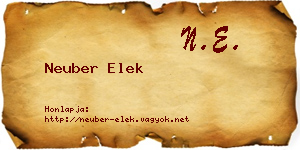 Neuber Elek névjegykártya